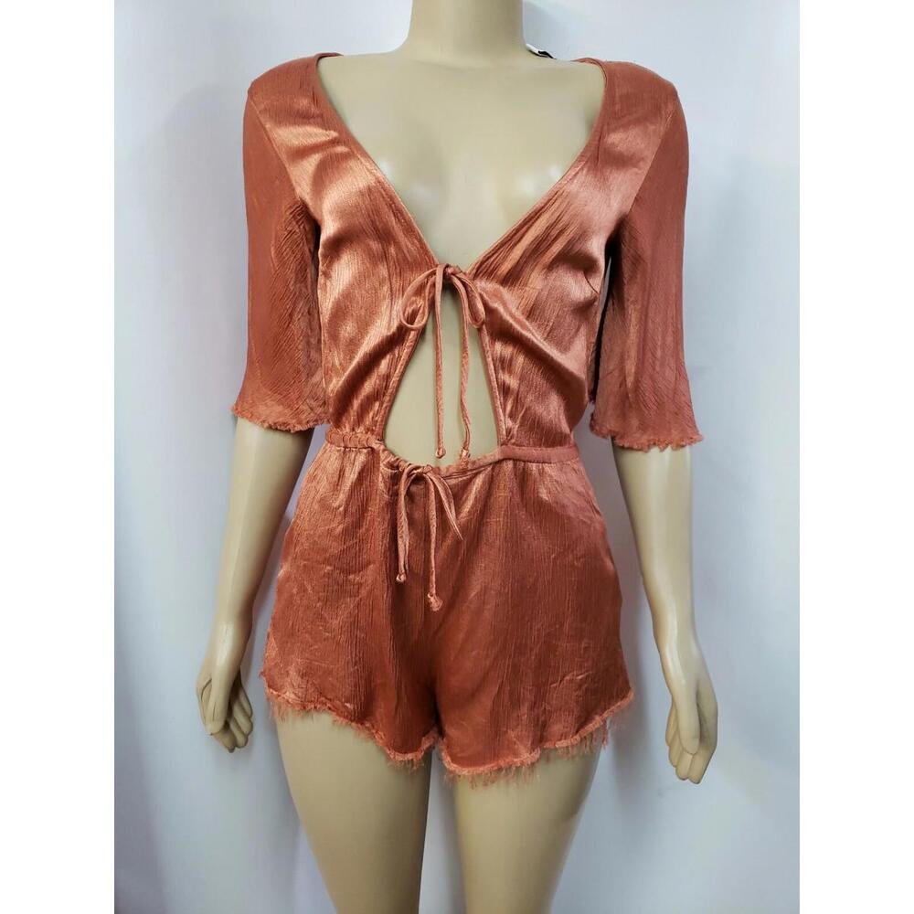 Bec & Bridge Cutout burnt orange Plunge Neck US 4 Women's Playsuit Romper #CB3